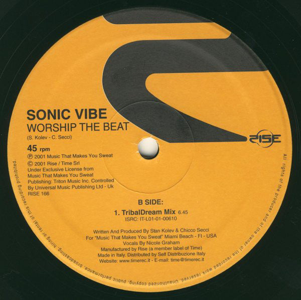 Sonic Vibe : Worship The Beat (12")