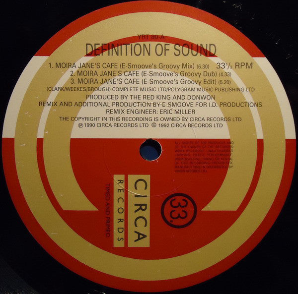 Definition Of Sound : Moira Jane's Cafe (12")