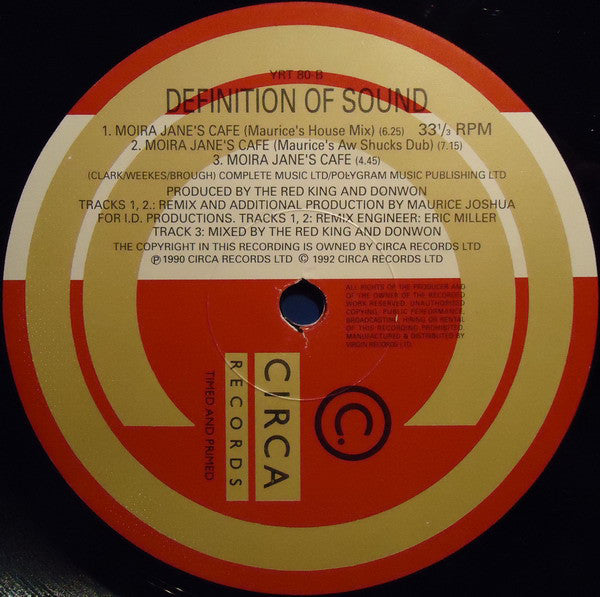 Definition Of Sound : Moira Jane's Cafe (12")