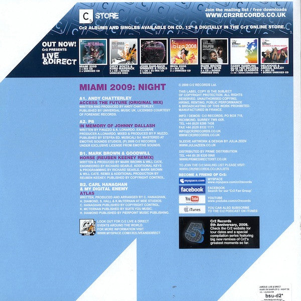 Various : Live & Direct Miami 2009 Night (Sampler 2 Of 3) (12", Smplr)