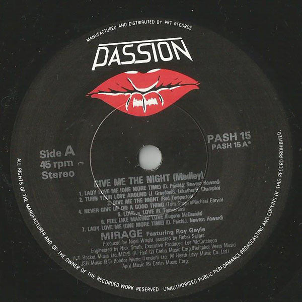 Mirage (12) Featuring Roy Gayle : Give Me The Night (Medley) (7")