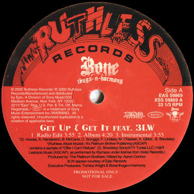 Bone Thugs-N-Harmony : Get Up & Get It / Bone, Bone, Bone (12", Promo)