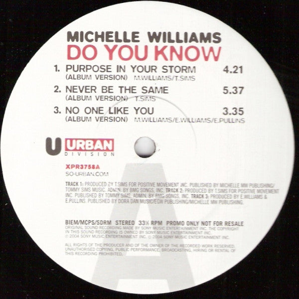 Michelle Williams : Do You Know (12", Promo)