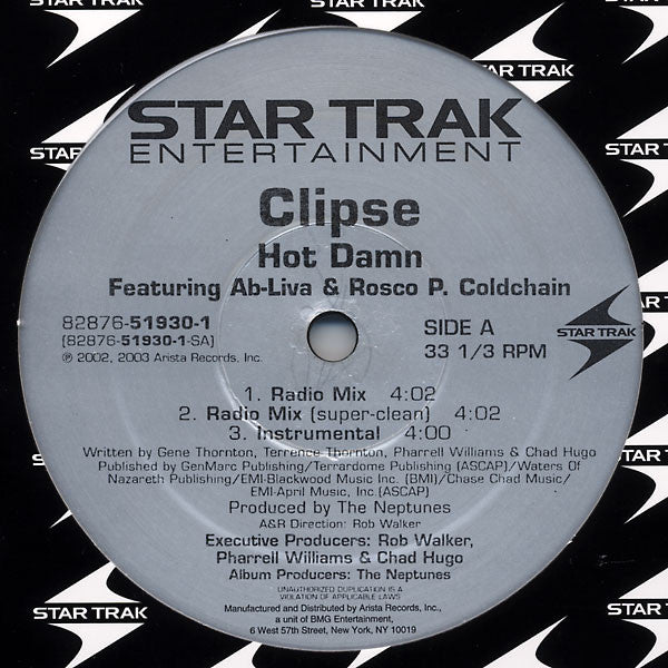 Clipse Featuring Ab-Liva & Rosco P. Coldchain : Hot Damn (12")