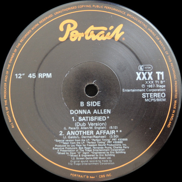 Donna Allen : Satisfied (12")