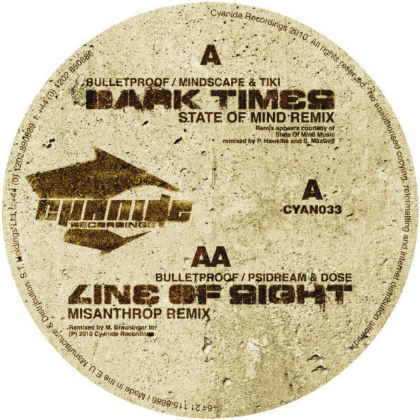 Various : Dark Times (State Of Mind Remix) / Line Of Sight (Misanthrop Remix) (12")