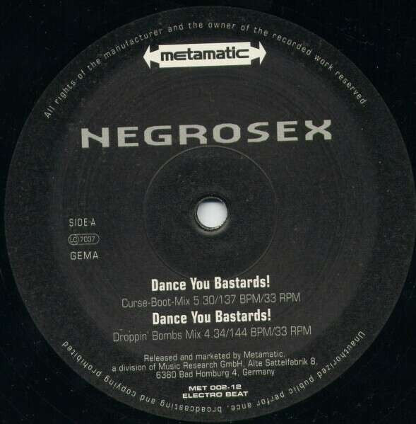 Negrosex : Dance You Bastards! (12")