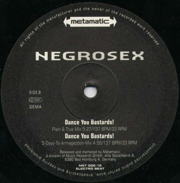 Negrosex : Dance You Bastards! (12")