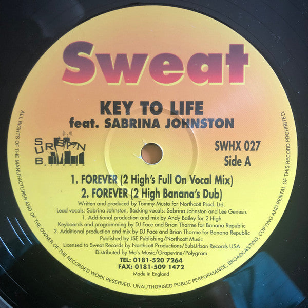 Key To Life Featuring Sabrina Johnston : Forever (12")