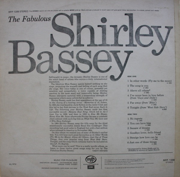 Shirley Bassey : The Fabulous Shirley Bassey (LP, Comp)