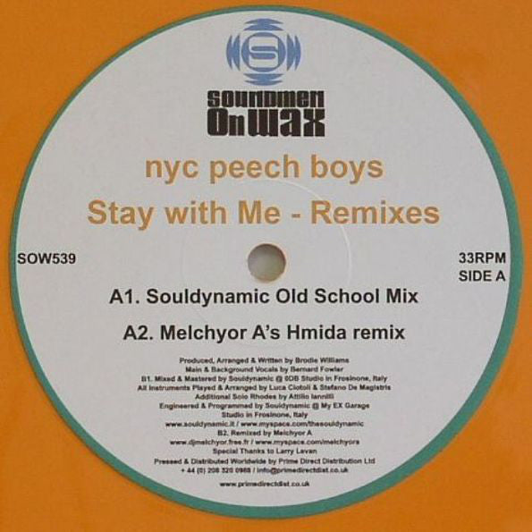 Peech Boys : Stay With Me (Remixes) (12", Ora)