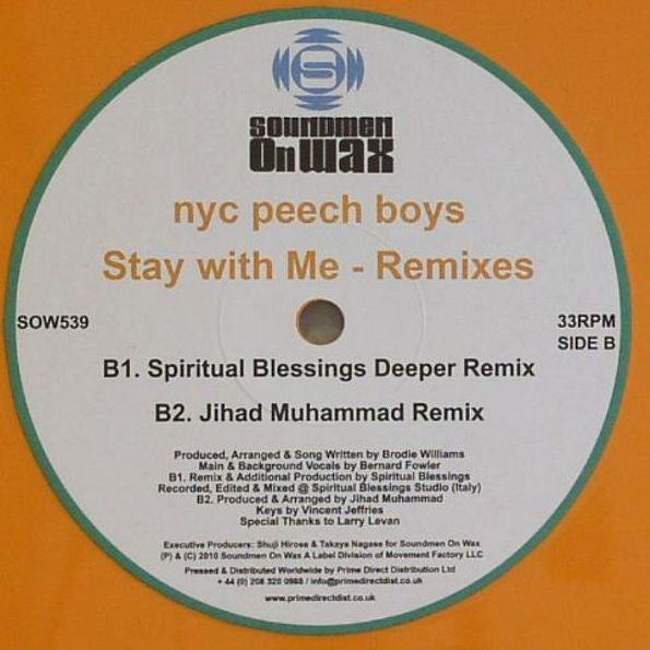 Peech Boys : Stay With Me (Remixes) (12", Ora)