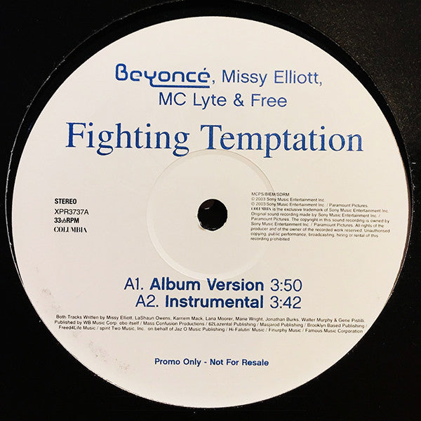 Beyoncé, Missy Elliott, MC Lyte & Free (2) : Fighting Temptation (12", Single, Promo)