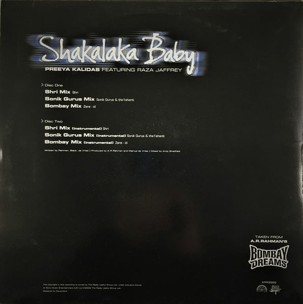 Preeya Kalidas Featuring Raza Jaffrey : Shakalaka Baby - The Remixes (2x12", Promo)