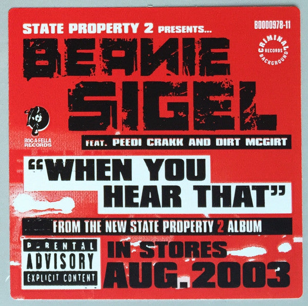 Beanie Sigel : When You Hear That (12")