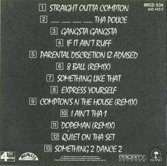 N.W.A. : Straight Outta Compton (CD, Album, RE)