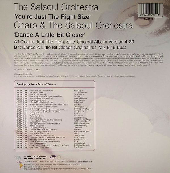 The Salsoul Orchestra / Charo : You're Just The Right Size / Dance A Little Bit Closer (12", RM)