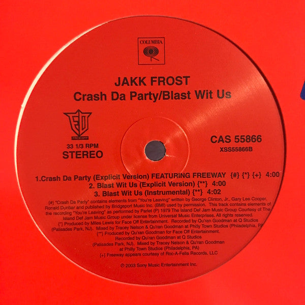 Jakk Frost : Crash Da Party / Blast Wit Us (12")