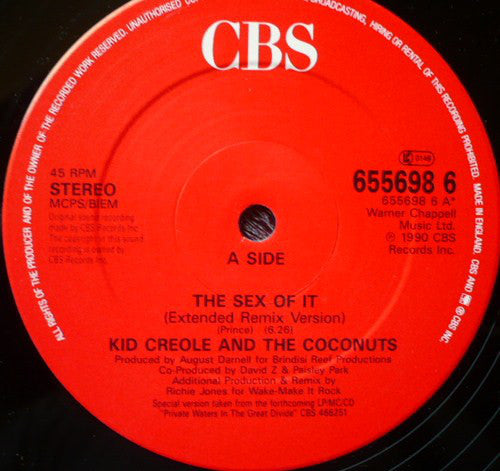 Kid Creole And The Coconuts : The Sex Of It (12", Single)