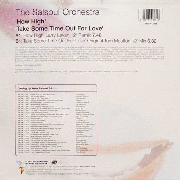 The Salsoul Orchestra : How High / Take Some Time Out For Love (12", RM)