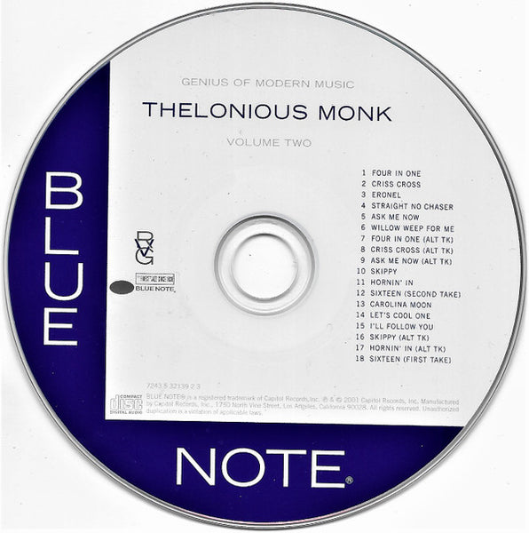 Thelonious Monk : Genius Of Modern Music, Vol. 2 (CD, Comp, Mono, RE, RM, RP)