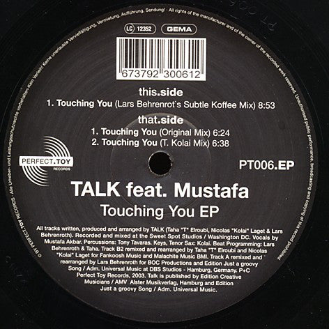 Talk Feat. Mustafa* : Touching You EP (12", EP)