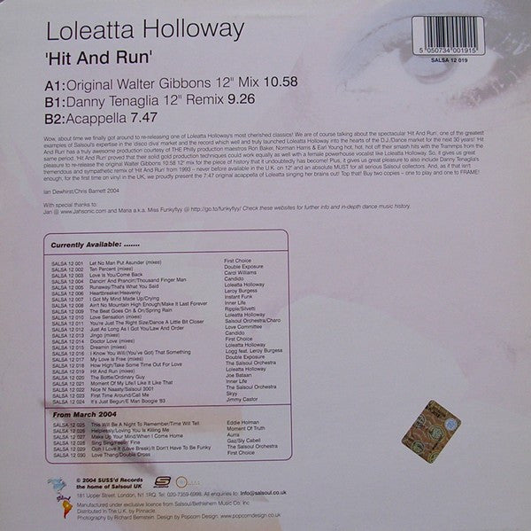 Loleatta Holloway : Hit And Run (12", RM)