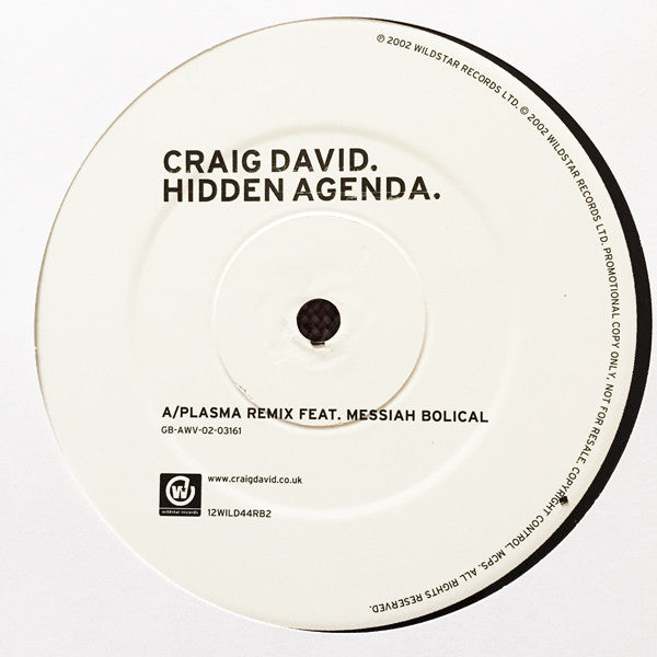 Craig David : Hidden Agenda (12", Promo)