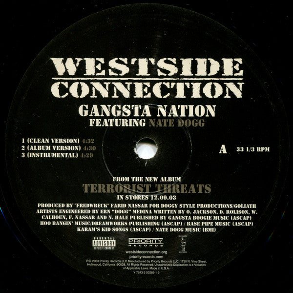 Westside Connection : Gangsta Nation (12")