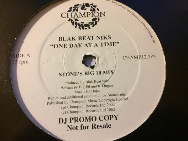 Blak Beat Niks : One Day At A Time (12", Promo)