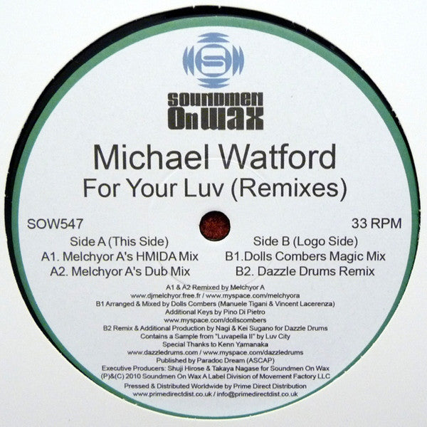 Michael Watford : For Your Luv (Remixes) (12")