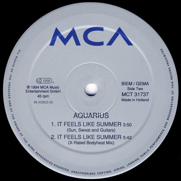 Aquarius (16) : It Feels Like Summer (12")