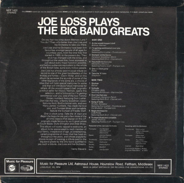 Joe Loss : Joe Loss Plays The Big Band Greats (LP)