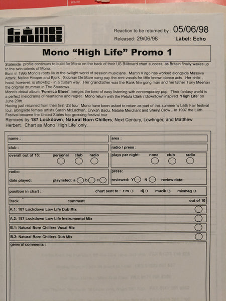Mono : High Life (12")