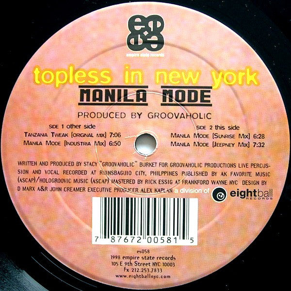 Topless In New York : Manila Mode (12")