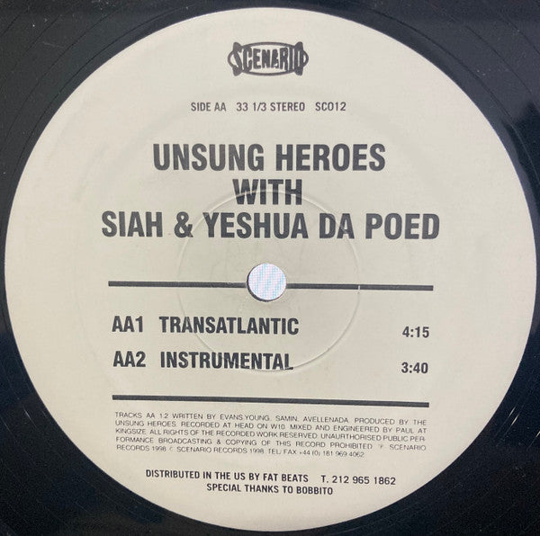Unsung Heroes With Siah & Yeshua Da Poed* : The Norm / Transatlantic (12")