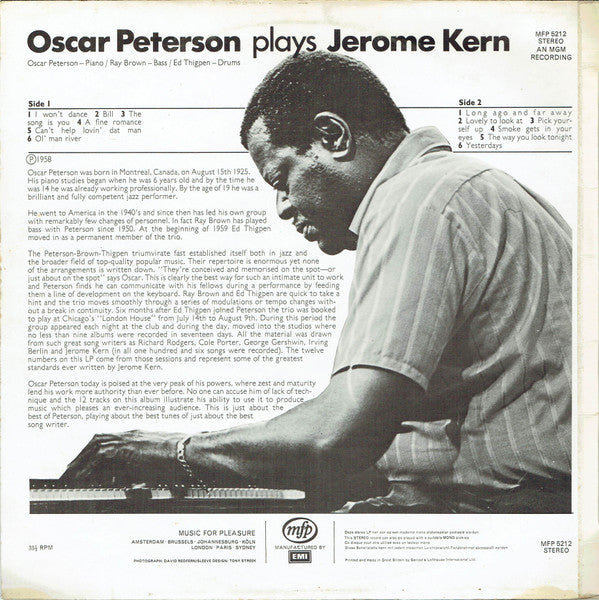 Oscar Peterson : Oscar Peterson Plays Jerome Kern (LP, Album)