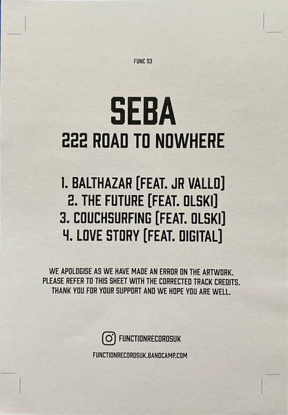 Seba : 222 Road To Nowhere (12", EP)