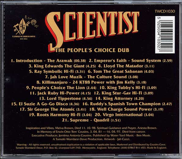 Scientist : The People's Choice Dub (CD, Album)