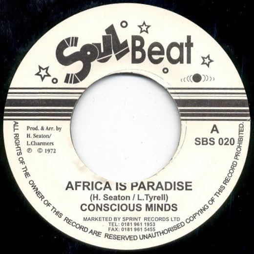 The Conscious Minds : Africa Is Paradise  (7", RE)