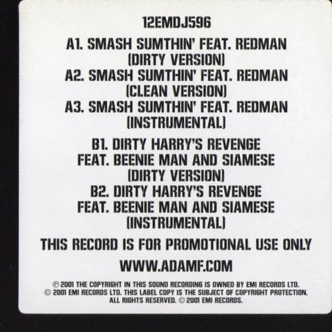 Adam.F* : Smash Sumthin' /  Dirty Harry's Revenge (12", Promo, W/Lbl)