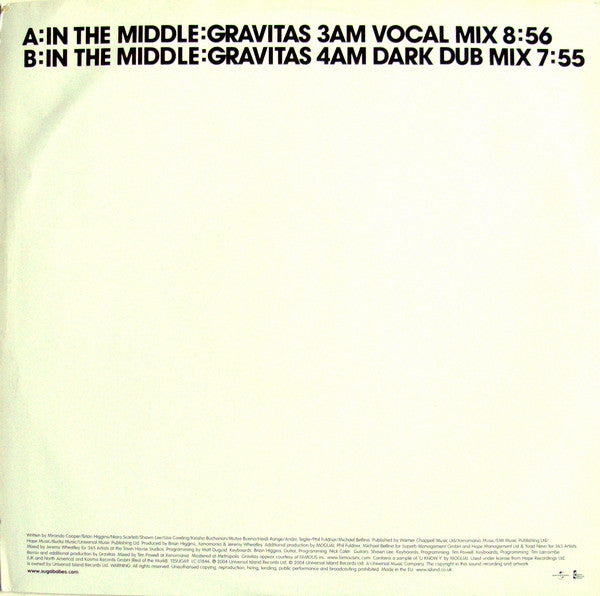 Sugababes : In The Middle (Gravitas Mixes) (12", Promo)