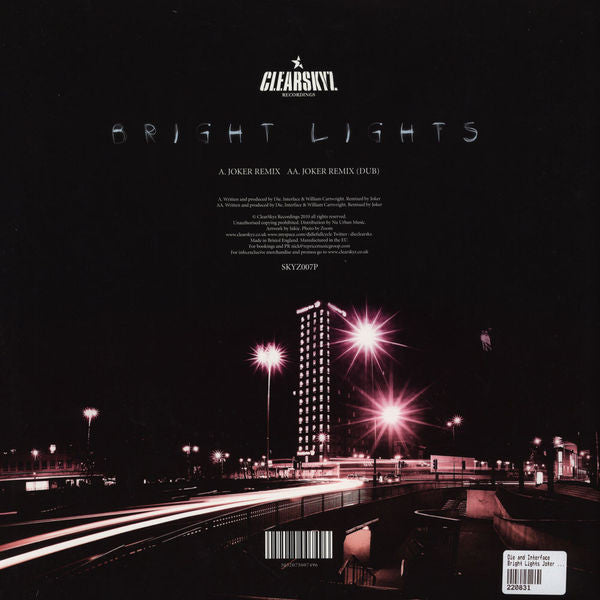 DJ Die + Interface (7) Featuring William Cartwright : Bright Lights (Joker Remix) (12")