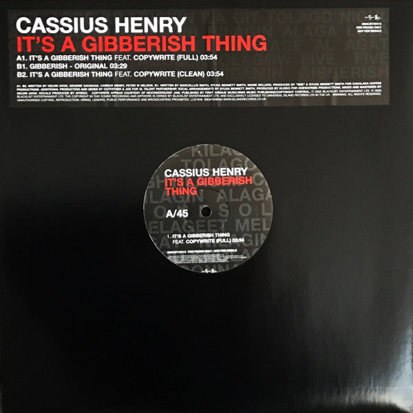 Cassius Henry : It's A Gibberish Thing (12", Promo)