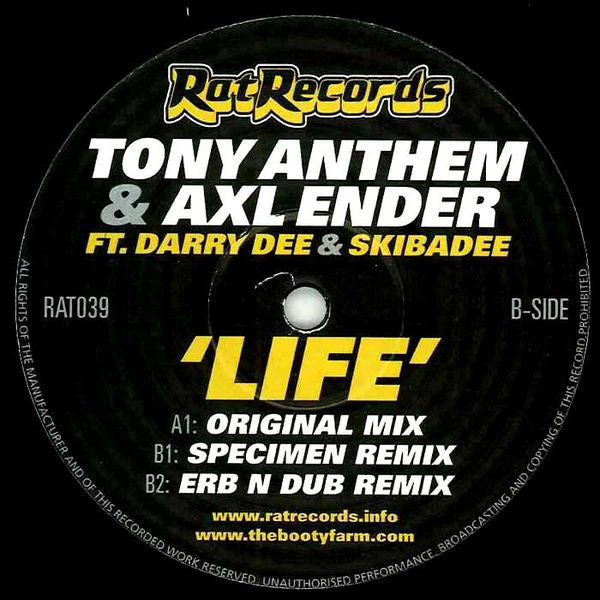 Tony Anthem & Axl Ender : Life (12")