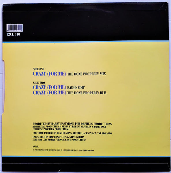 Freddie Jackson : Crazy (For Me) (12")