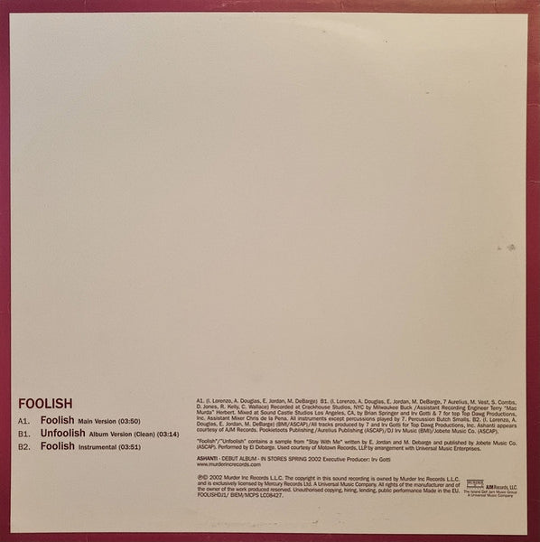 Ashanti : Foolish (12", Promo)