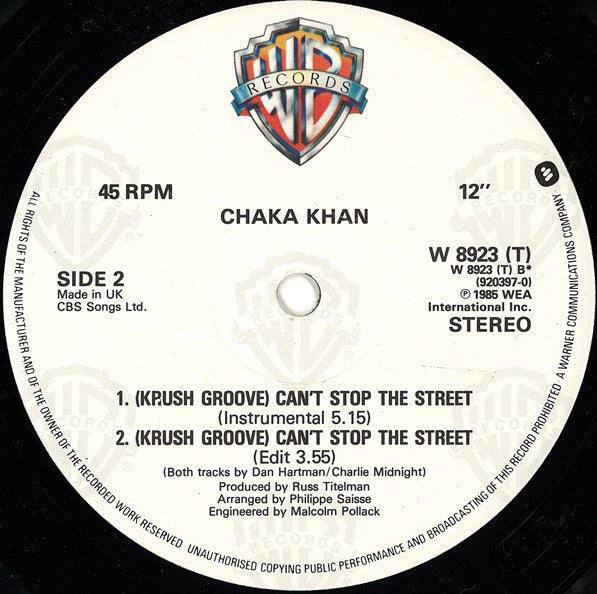 Chaka Khan : (Krush Groove) Can't Stop The Street (12")