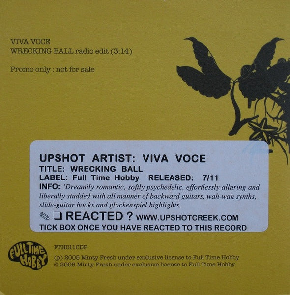 Viva Voce : Wrecking Ball (CD, Single, Promo)