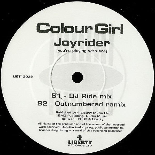 Colour Girl : Joyrider (You're Playing With Fire) (12")